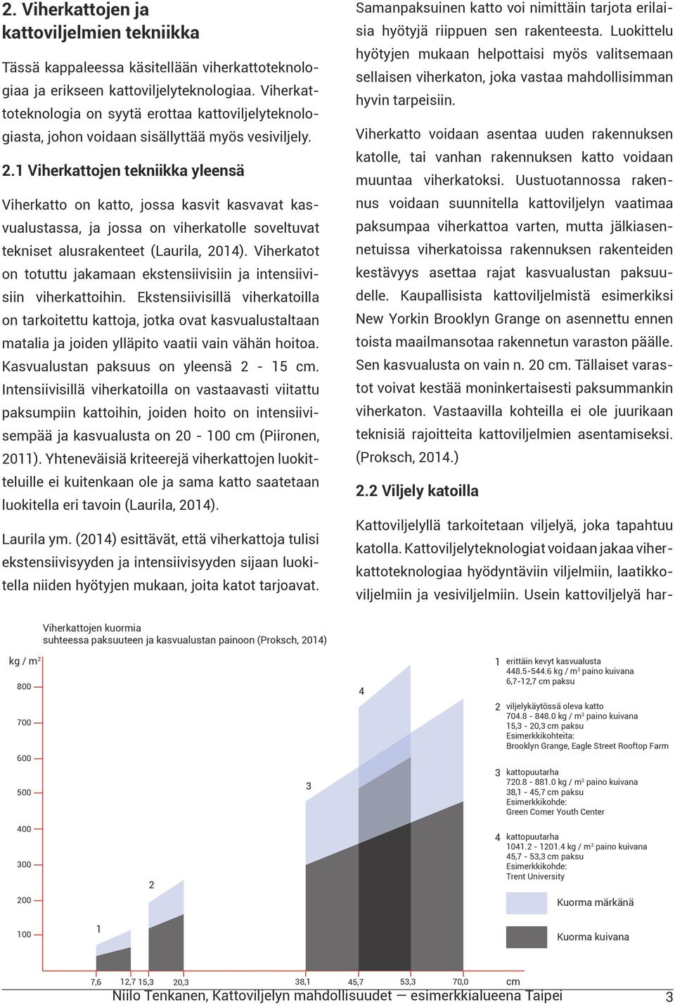 1 Viherkattojen tekniikka yleensä Viherkatto on katto, jossa kasvit kasvavat kasvualustassa, ja jossa on viherkatolle soveltuvat tekniset alusrakenteet (Laurila, 2014).