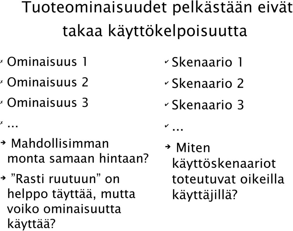 .. Mahdollisimman monta samaan hintaan?