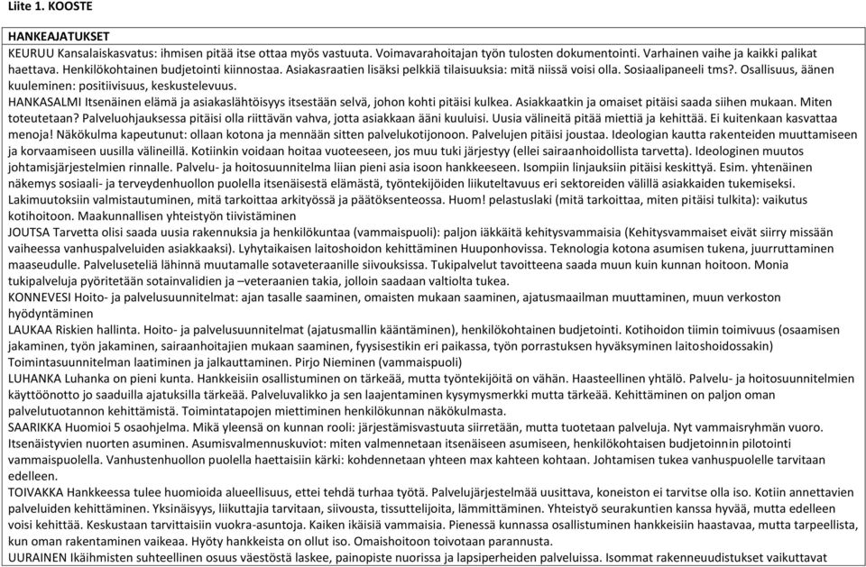 HANKASALMI Itsenäinen elämä ja asiakaslähtöisyys itsestään selvä, johon kohti pitäisi kulkea. Asiakkaatkin ja omaiset pitäisi saada siihen mukaan. Miten toteutetaan?