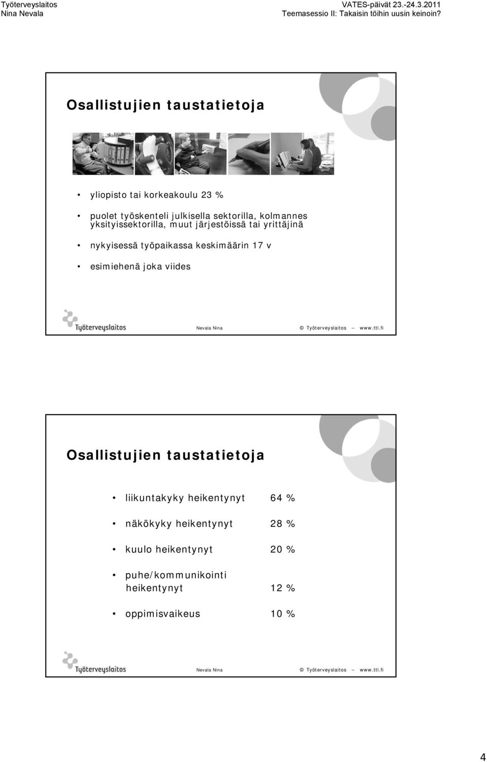 nykyisessä työpaikassa keskimäärin 17 v esimiehenä joka viides Osallistujien taustatietoja liikuntakyky y