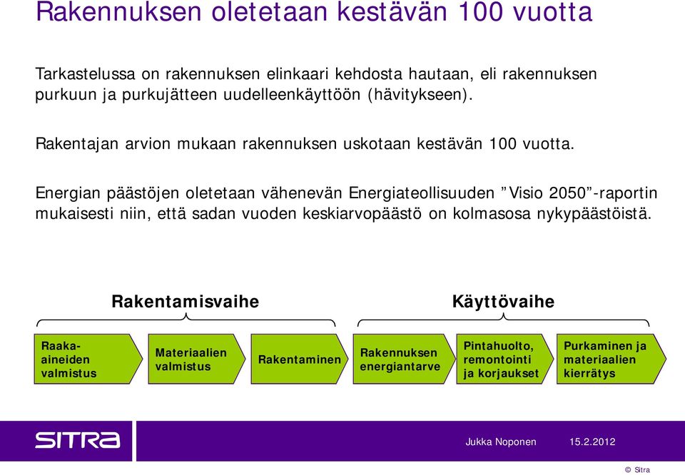 Energian päästöjen oletetaan vähenevän Energiateollisuuden Visio 2050 -raportin mukaisesti niin, että sadan vuoden keskiarvopäästö on kolmasosa