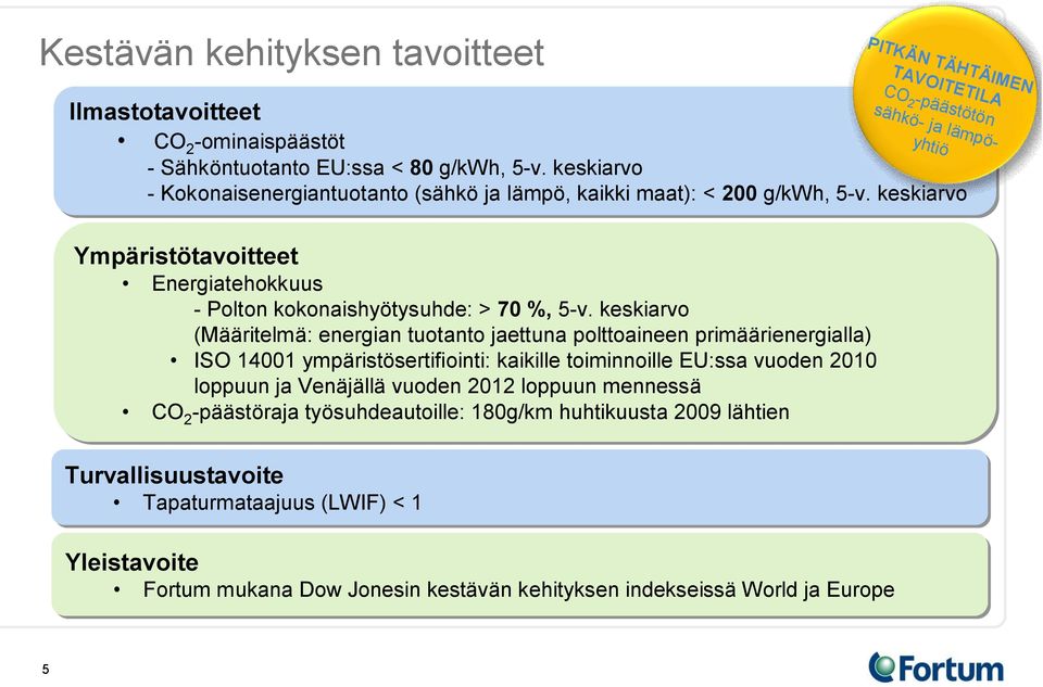 keskiarvo (Määritelmä: energian tuotanto jaettuna polttoaineen primäärienergialla) ISO 14001 ympäristösertifiointi: kaikille toiminnoille EU:ssa vuoden 2010 loppuun ja Venäjällä vuoden 2012