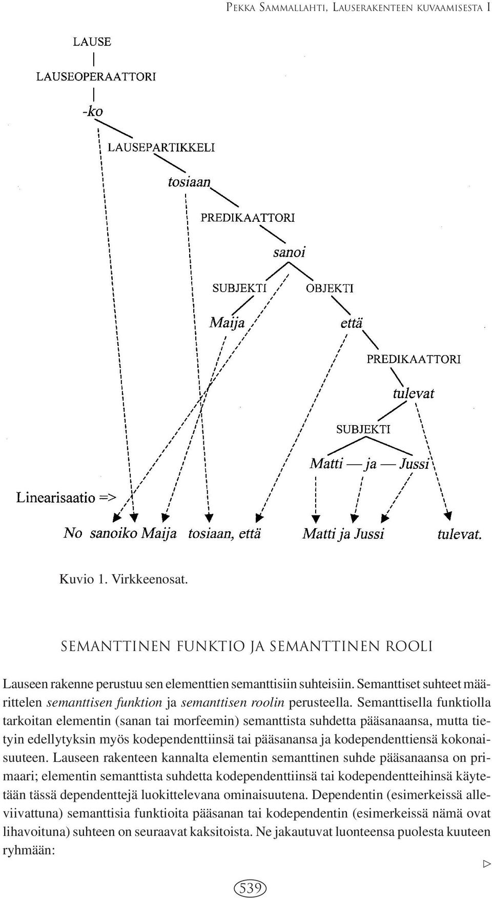 Semanttisella funktiolla tarkoitan elementin (sanan tai morfeemin) semanttista suhdetta pääsanaansa, mutta tietyin edellytyksin myös kodependenttiinsä tai pääsanansa ja kodependenttiensä