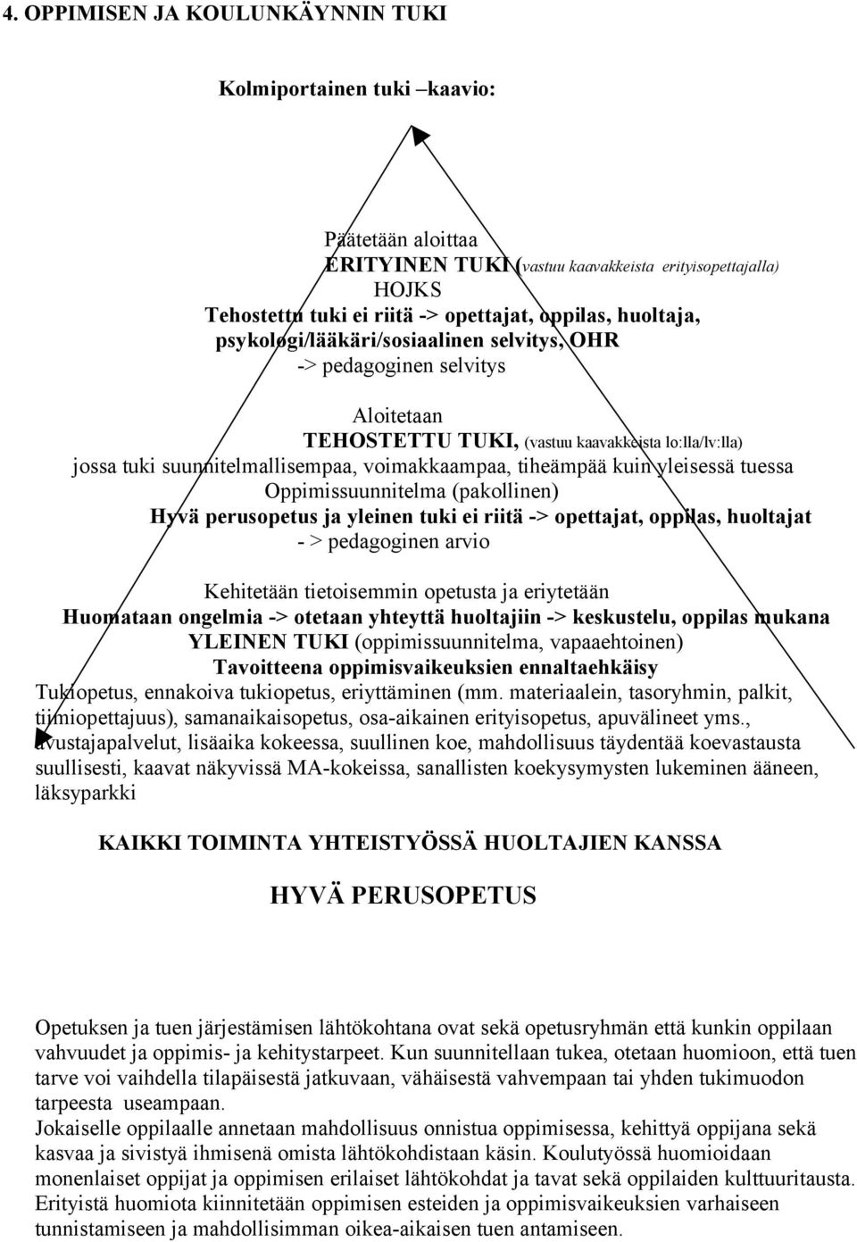 kuin yleisessä tuessa Oppimissuunnitelma (pakollinen) Hyvä perusopetus ja yleinen tuki ei riitä -> opettajat, oppilas, huoltajat - > pedagoginen arvio Kehitetään tietoisemmin opetusta ja eriytetään