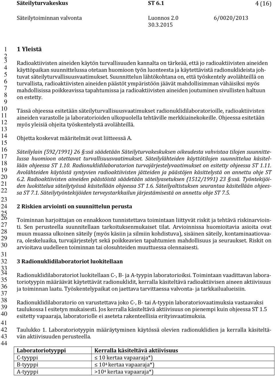 radionuklideista johtuvat säteilyturvallisuusvaatimukset.