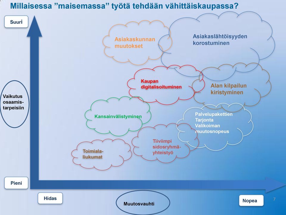 osaamistarpeisiin Kansainvälistyminen Kaupan digitalisoituminen Alan kilpailun