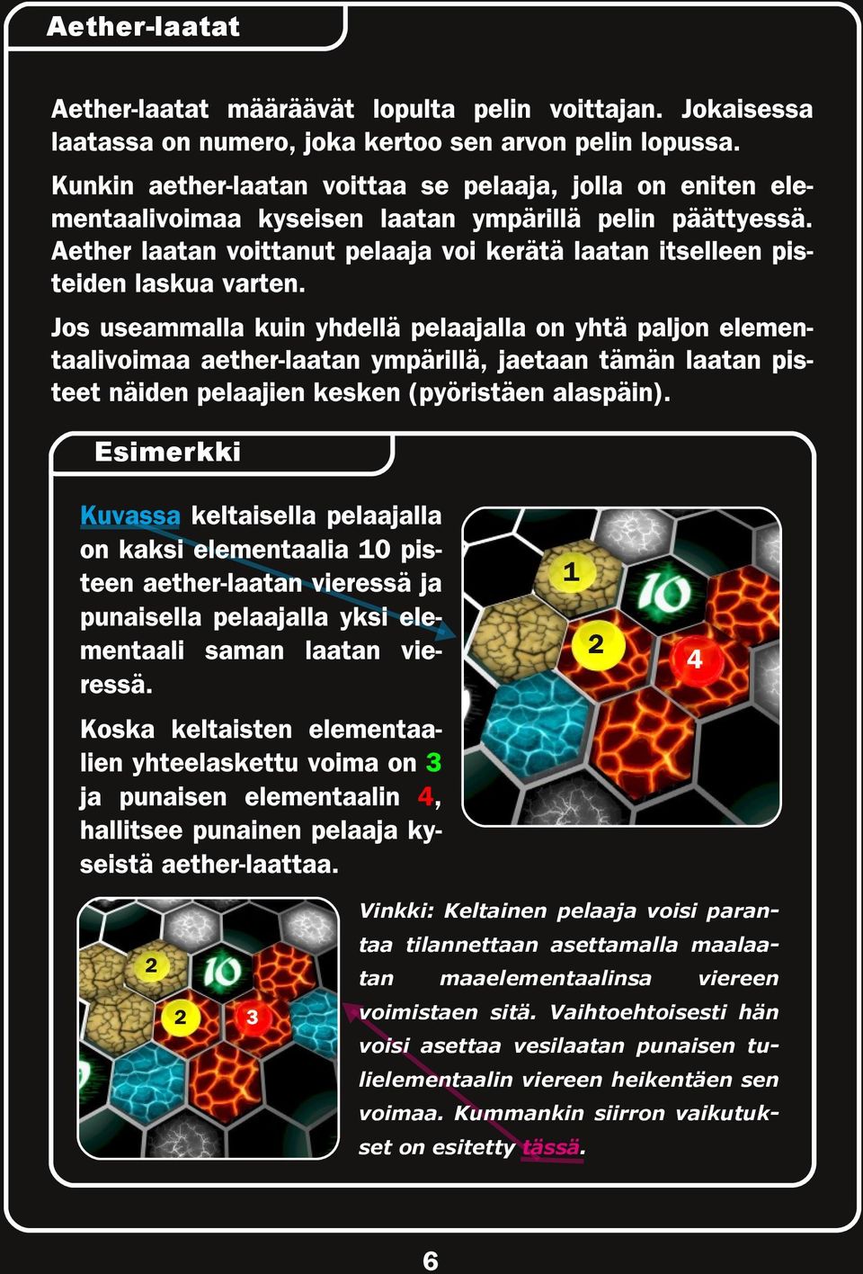 Aether laatan voittanut pelaaja voi kerätä laatan itselleen pisteiden laskua varten.