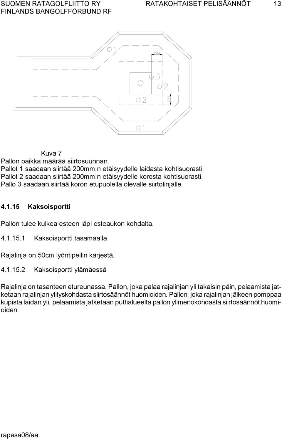 4.1.15.2 Kaksoisportti ylämäessä Rajalinja on tasanteen etureunassa.