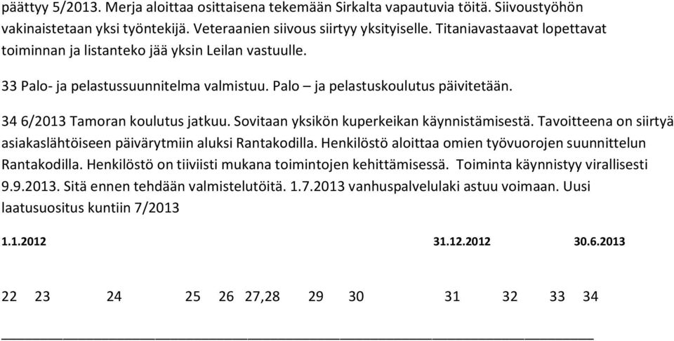 Sovitaan yksikön kuperkeikan käynnistämisestä. Tavoitteena on siirtyä asiakaslähtöiseen päivärytmiin aluksi Rantakodilla. Henkilöstö aloittaa omien työvuorojen suunnittelun Rantakodilla.