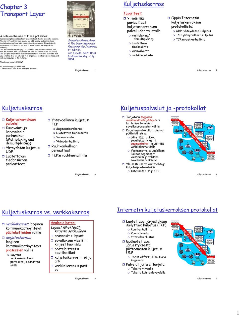 In return for use, we only ask the following: If you use these slides (e.g., in a class) in substantially unaltered form, that you mention their source (after all, we d like people to use our book!