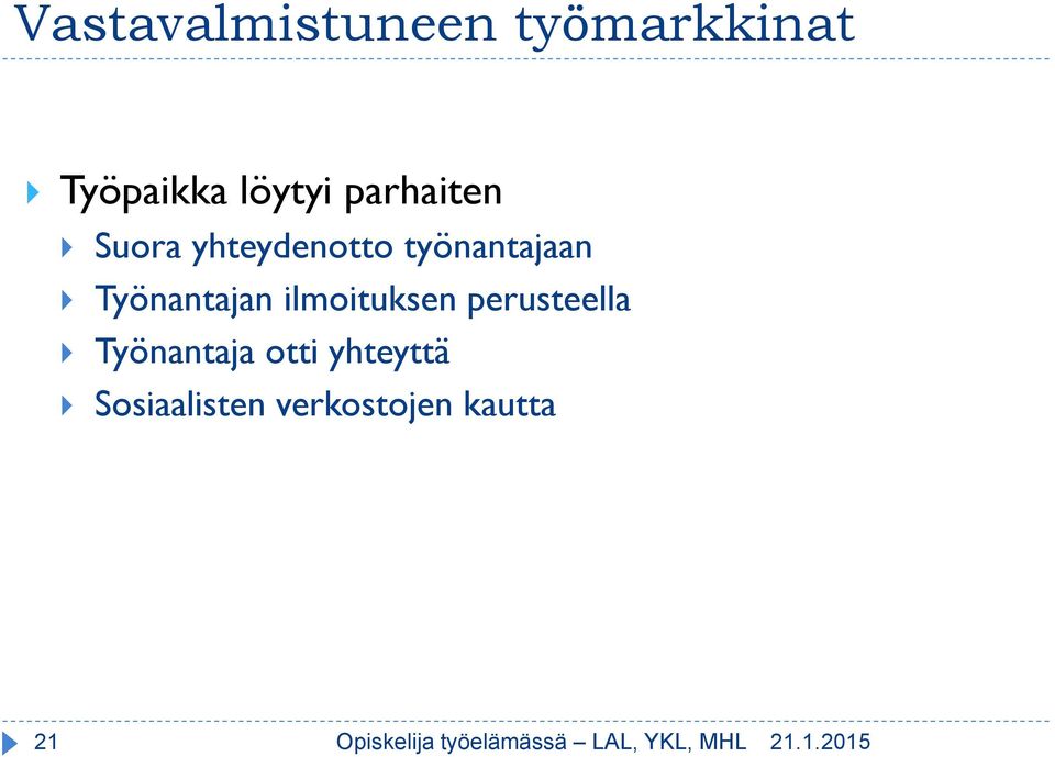 perusteella Työnantaja otti yhteyttä Sosiaalisten