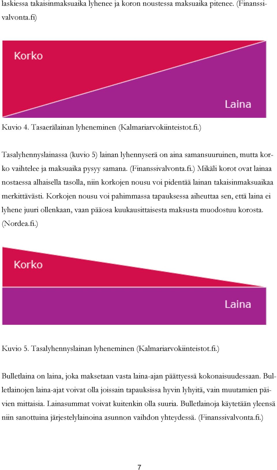 (Finanssivalvonta.fi.) Mikäli korot ovat lainaa nostaessa alhaisella tasolla, niin korkojen nousu voi pidentää lainan takaisinmaksuaikaa merkittävästi.