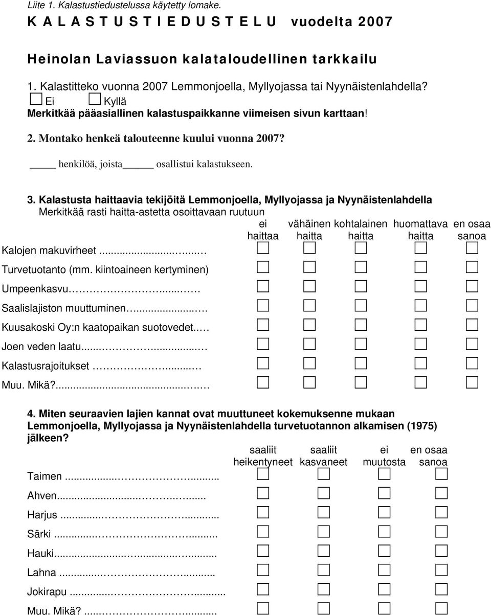 henkilöä, joista osallistui kalastukseen. 3.