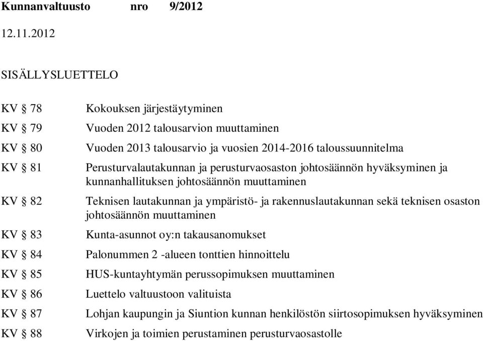 lautakunnan ja ympäristö- ja rakennuslautakunnan sekä teknisen osaston johtosäännön muuttaminen Kunta-asunnot oy:n takausanomukset Palonummen 2 -alueen tonttien hinnoittelu