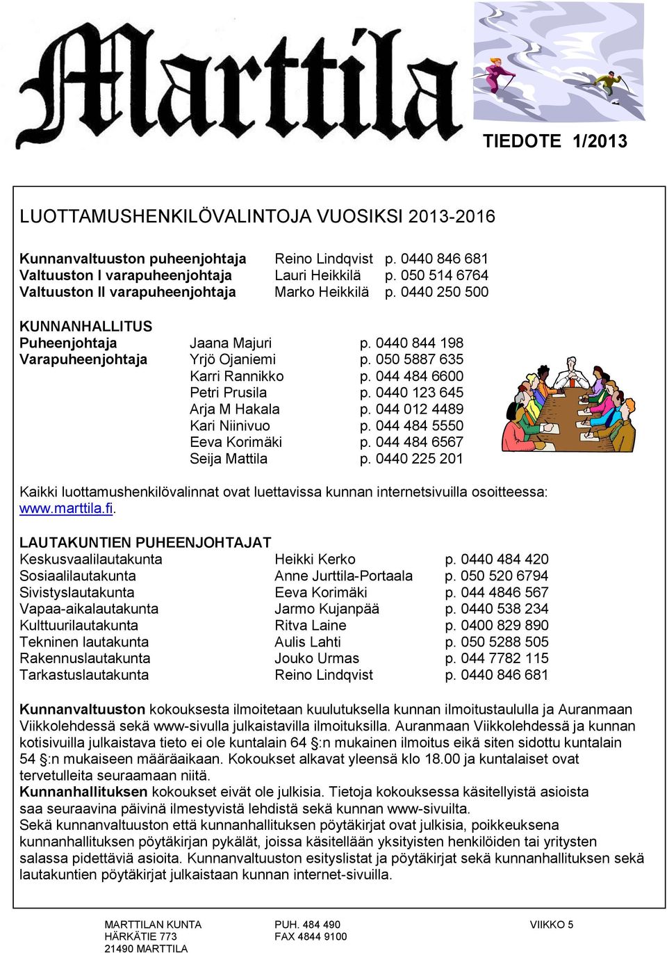 044 484 6600 Petri Prusila p. 0440 123 645 Arja M Hakala p. 044 012 4489 Kari Niinivuo p. 044 484 5550 Eeva Korimäki p. 044 484 6567 Seija Mattila p.