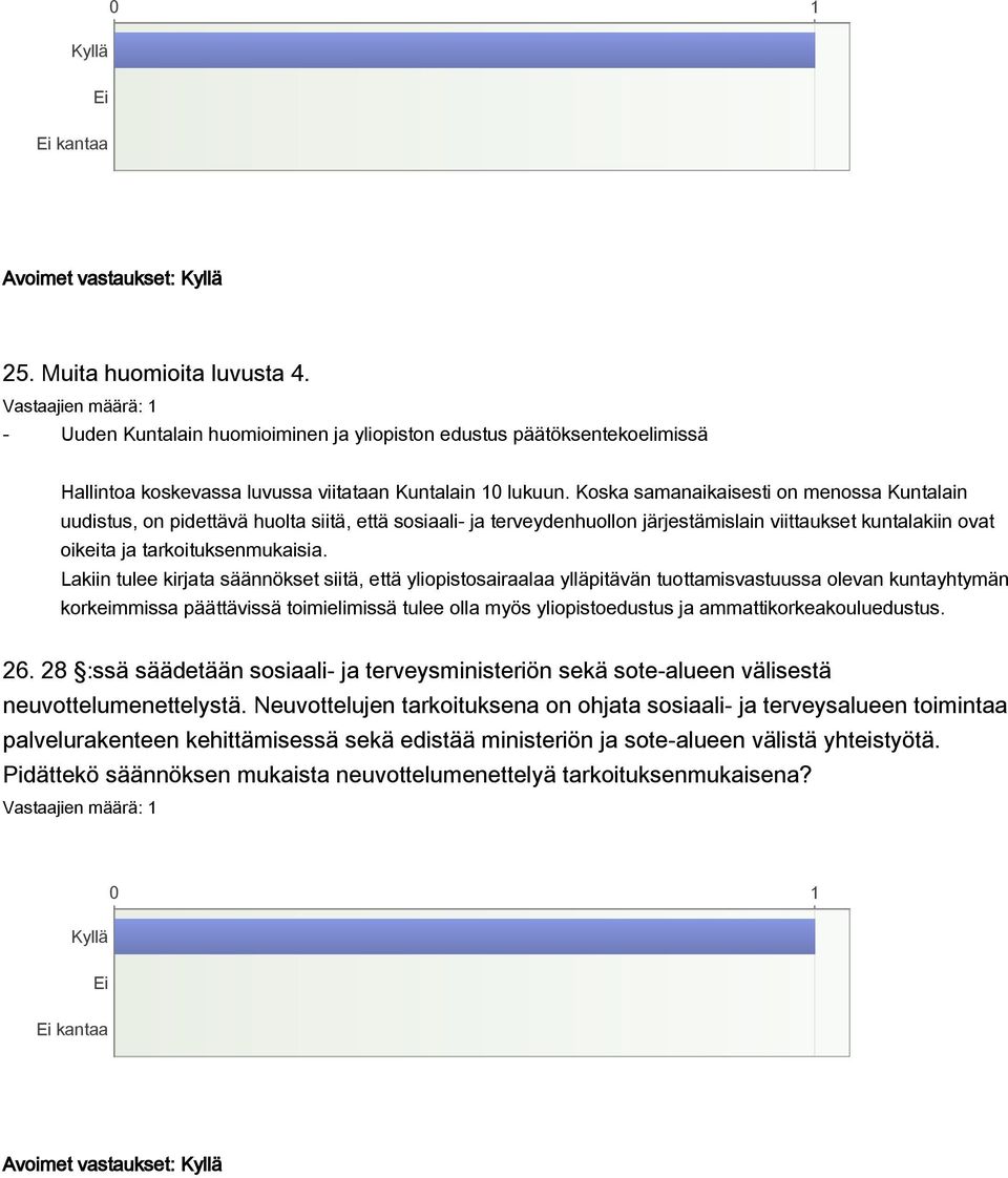 Lakiin tulee kirjata säännökset siitä, että yliopistosairaalaa ylläpitävän tuottamisvastuussa olevan kuntayhtymän korkeimmissa päättävissä toimielimissä tulee olla myös yliopistoedustus ja