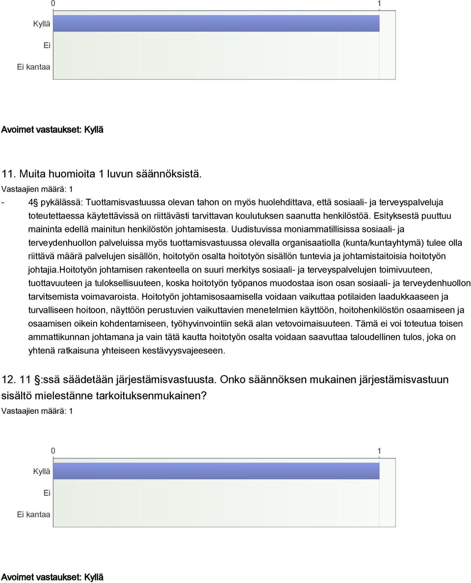 Esityksestä puuttuu maininta edellä mainitun henkilöstön johtamisesta.