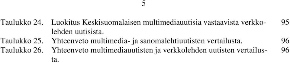 verkkolehden uutisista. 95 Taulukko 25.