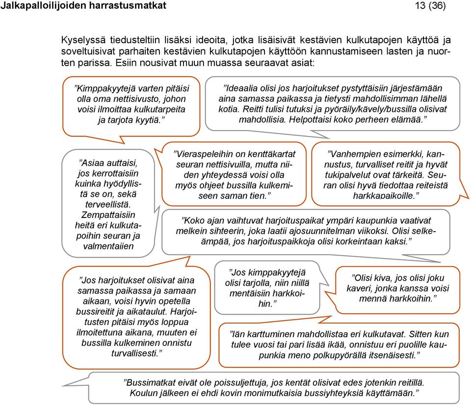 Ideaalia olisi jos harjoitukset pystyttäisiin järjestämään aina samassa paikassa ja tietysti mahdollisimman lähellä kotia. Reitti tulisi tutuksi ja pyöräily/kävely/bussilla olisivat mahdollisia.