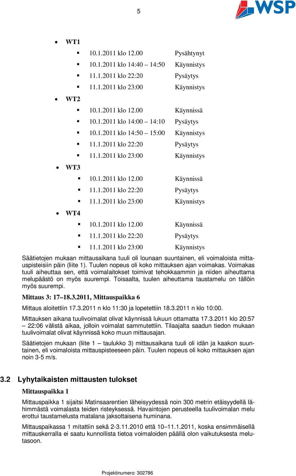 Tuulen nopeus oli koko mittauksen ajan voimakas. Voimakas tuuli aiheuttaa sen, että voimalaitokset toimivat tehokkaammin ja niiden aiheuttama melupäästö on myös suurempi.