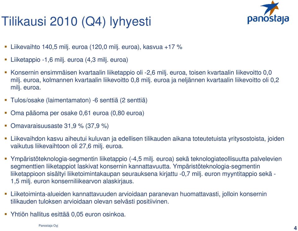 kolmannen kvartaalin liikevoitto 0,8 milj. euroa 