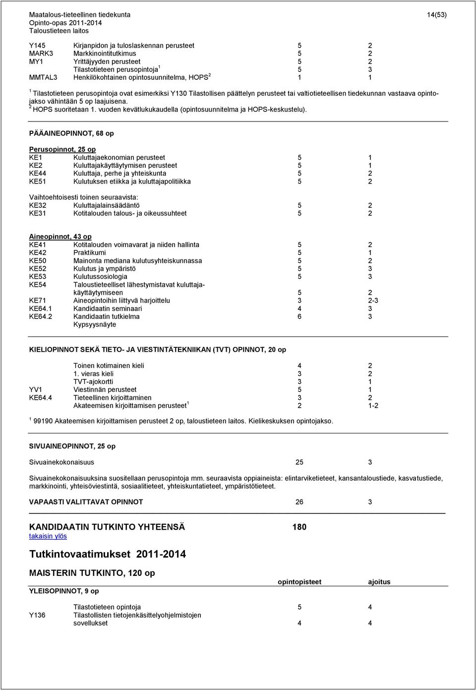 5 op laajuisena. 2 HOPS suoritetaan 1. vuoden kevätlukukaudella (opintosuunnitelma ja HOPS-keskustelu).