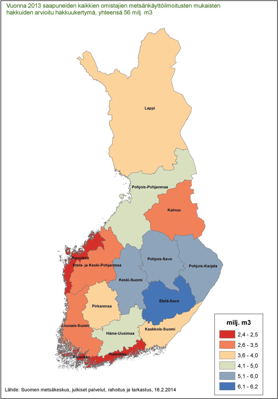 hakkuukertymä, yhteensä 56 milj.