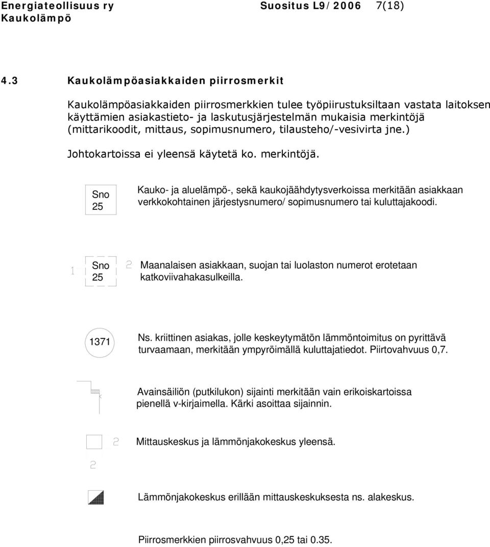 sopimusnumero, tilausteho/-vesivirta jne.) Johtokartoissa ei yleensä käytetä ko. merkintöjä.