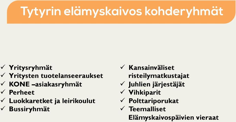 leirikoulut ü Bussiryhmät ü Kansainväliset risteilymatkustajat ü