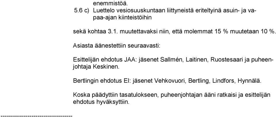 muutettavaksi niin, että molemmat 15 % muutetaan 10 %.