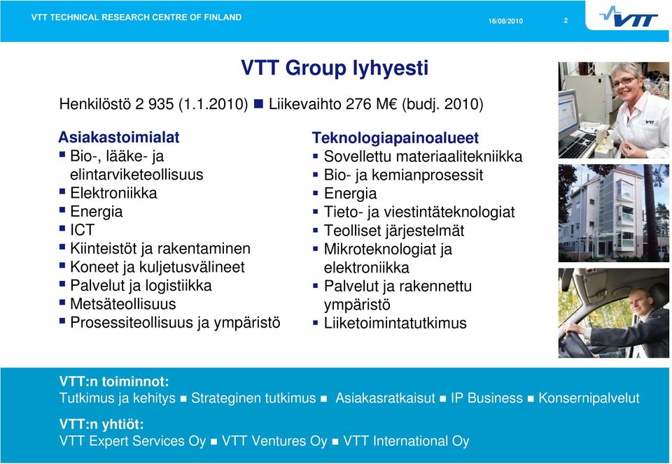 Metsäteollisuus Prosessiteollisuus ja ympäristö Teknologiapainoalueet Sovellettu materiaalitekniikka Bio- ja kemianprosessit Energia Tieto- ja viestintäteknologiat Teolliset