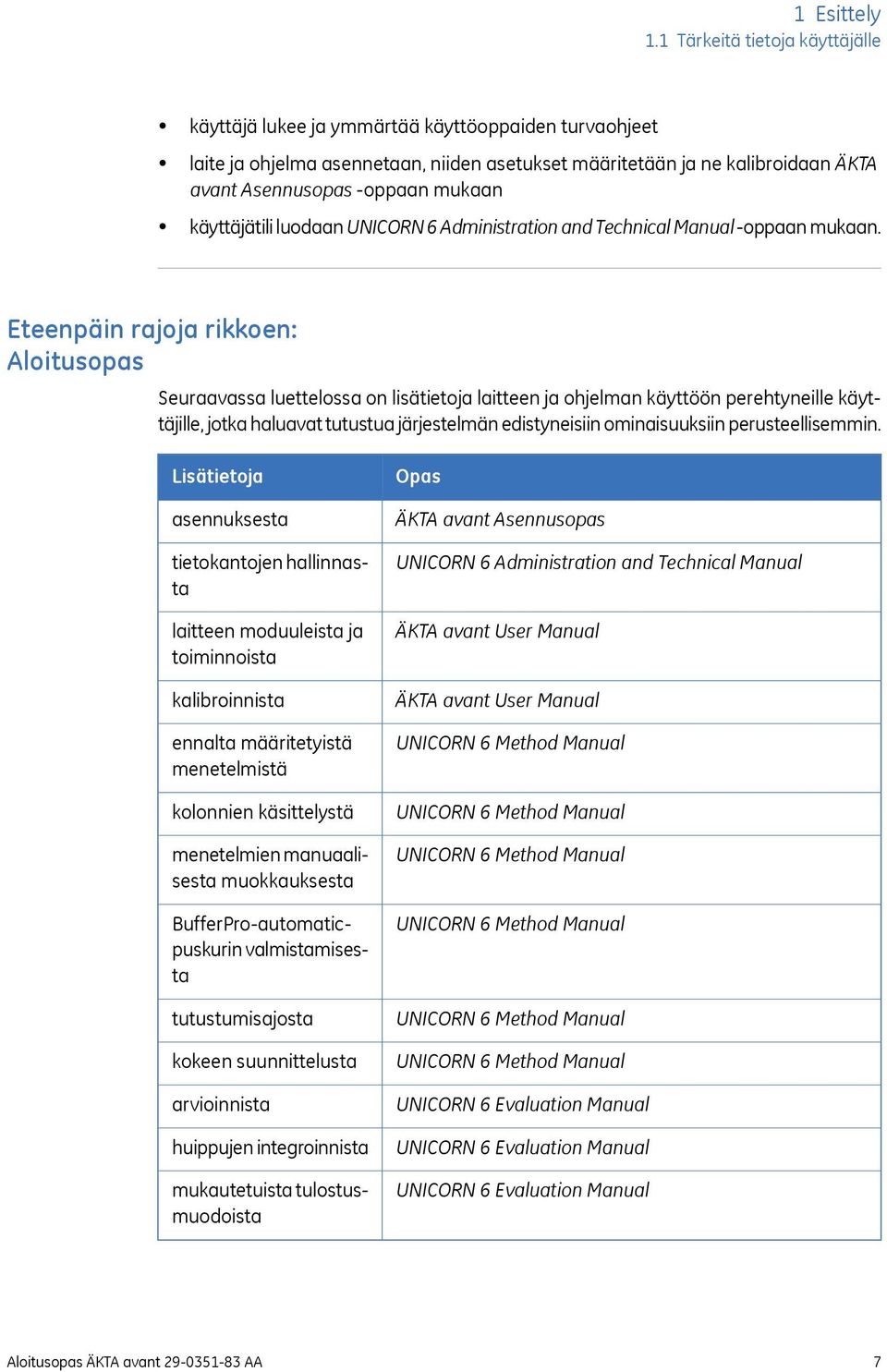 käyttäjätili luodaan UNICORN 6 Administration and Technical Manual -oppaan mukaan.