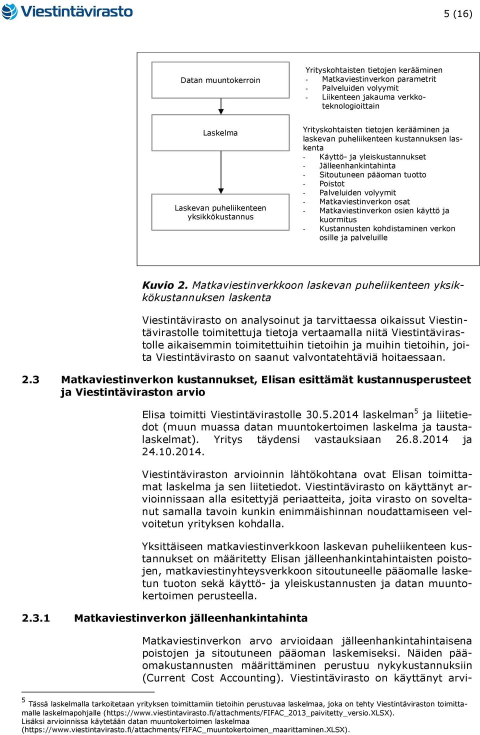 Palveluiden volyymit - Matkaviestinverkon osat - Matkaviestinverkon osien käyttö ja kuormitus - Kustannusten kohdistaminen verkon osille ja palveluille Kuvio 2.