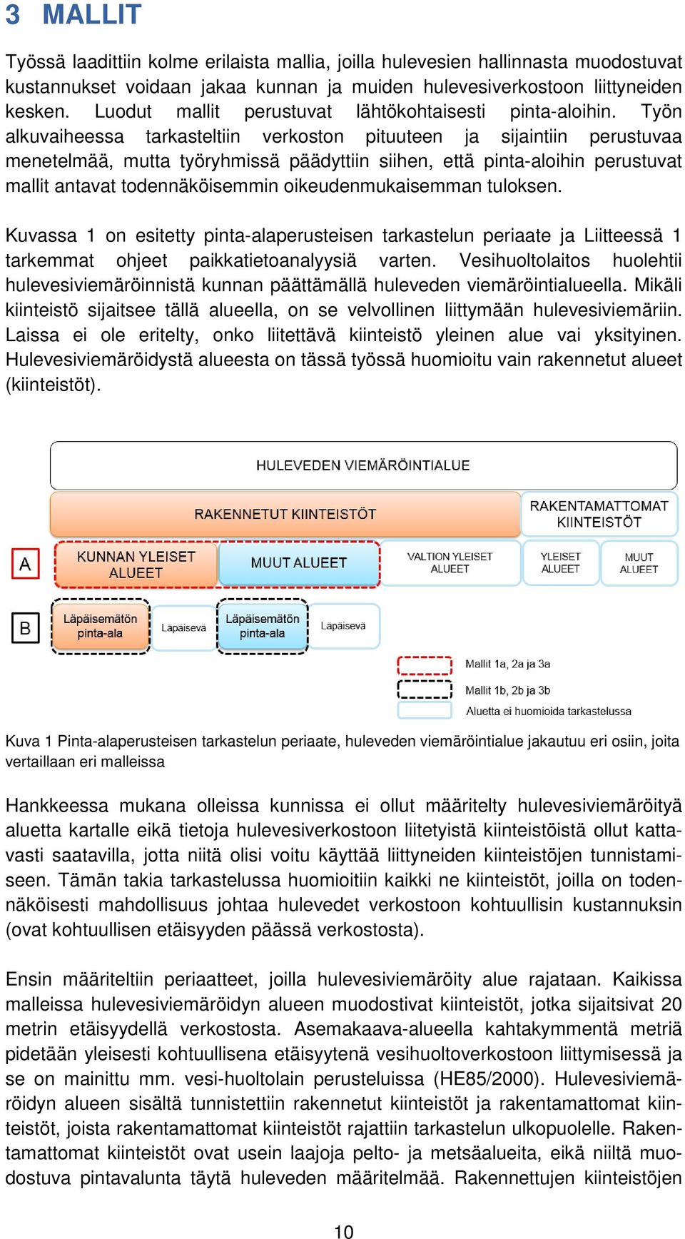 Työn alkuvaiheessa tarkasteltiin verkoston pituuteen ja sijaintiin perustuvaa menetelmää, mutta työryhmissä päädyttiin siihen, että pinta-aloihin perustuvat mallit antavat todennäköisemmin