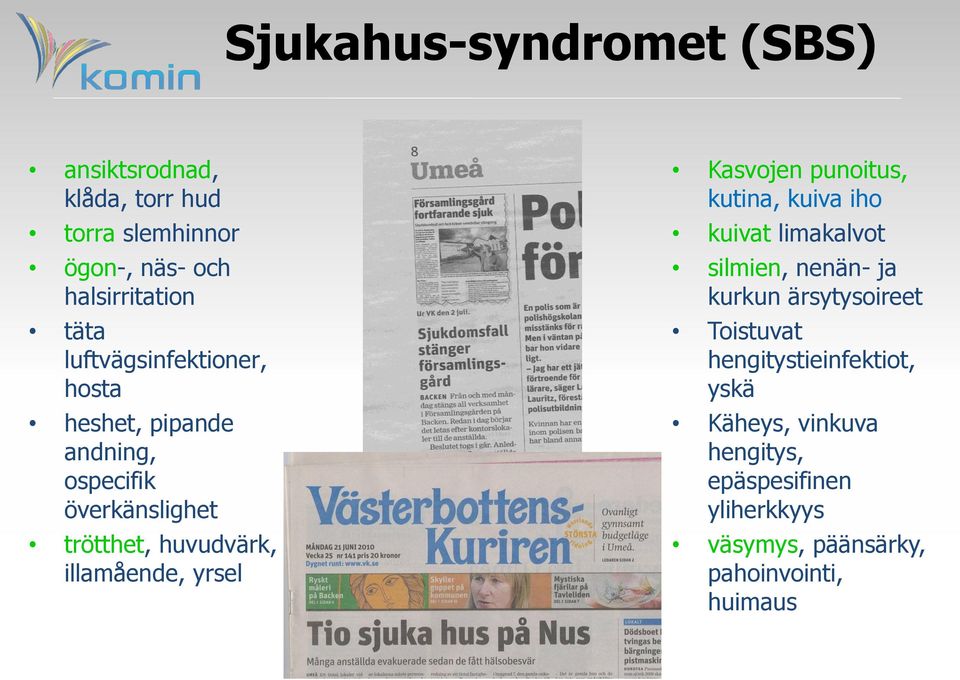 yrsel Kasvojen punoitus, kutina, kuiva iho kuivat limakalvot silmien, nenän- ja kurkun ärsytysoireet Toistuvat