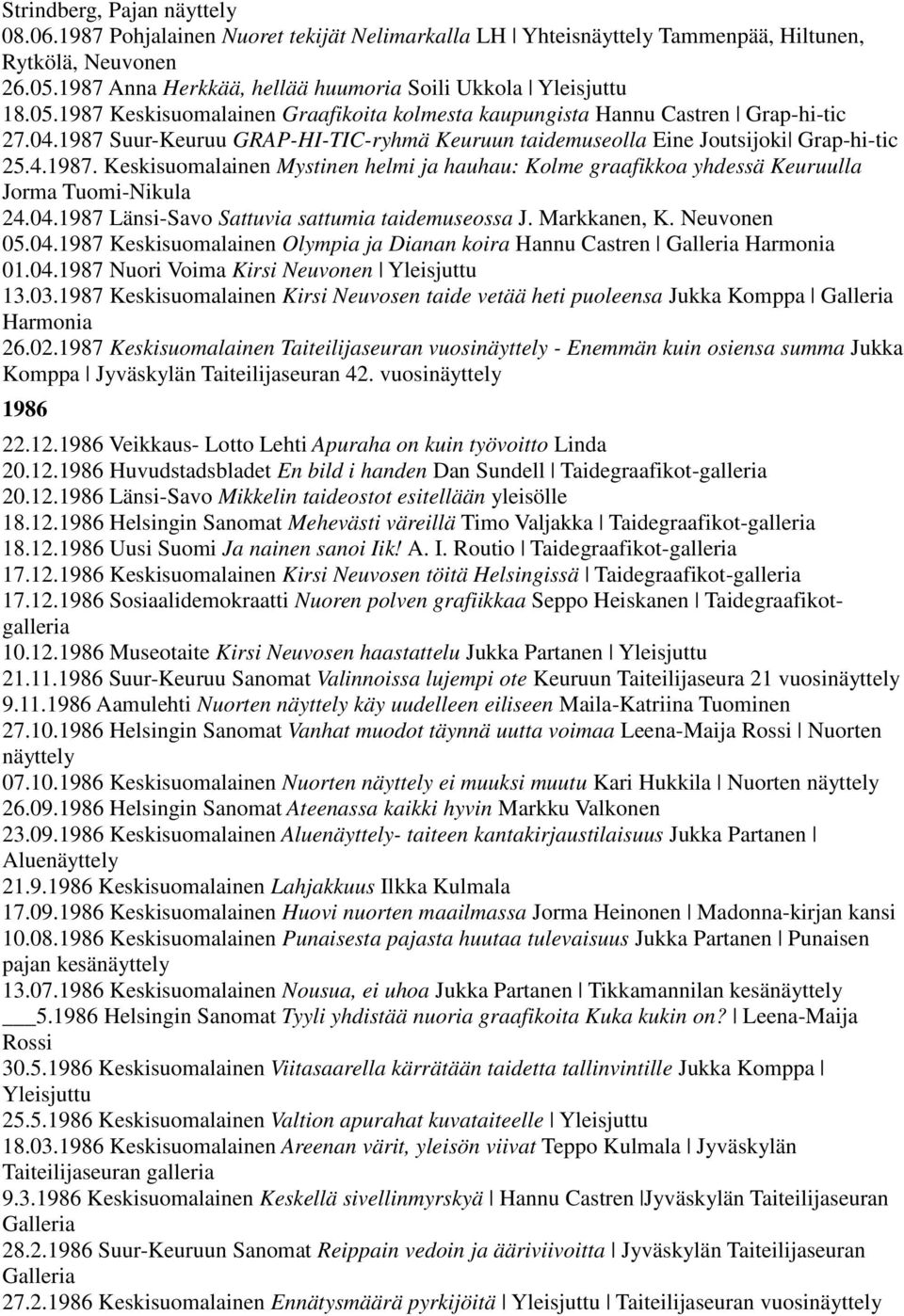 1987 Suur-Keuruu GRAP-HI-TIC-ryhmä Keuruun lla Eine Joutsijoki Grap-hi-tic 25.4.1987. Keskisuomalainen Mystinen helmi ja hauhau: Kolme graafikkoa yhdessä Keuruulla Jorma Tuomi-Nikula 24.04.