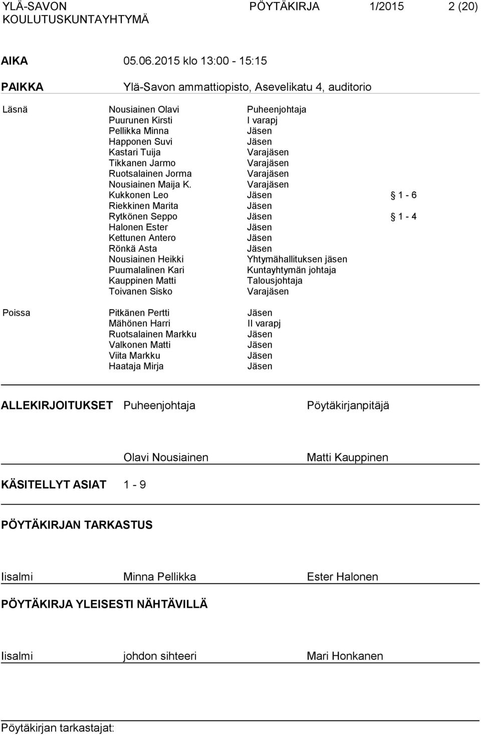 Varajäsen Tikkanen Jarmo Varajäsen Ruotsalainen Jorma Varajäsen Nousiainen Maija K.