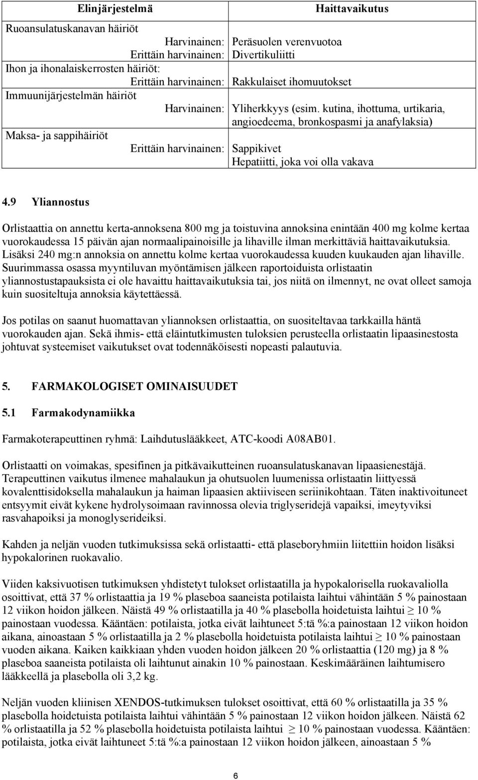 kutina, ihottuma, urtikaria, angioedeema, bronkospasmi ja anafylaksia) Maksa- ja sappihäiriöt Erittäin harvinainen: Sappikivet Hepatiitti, joka voi olla vakava 4.