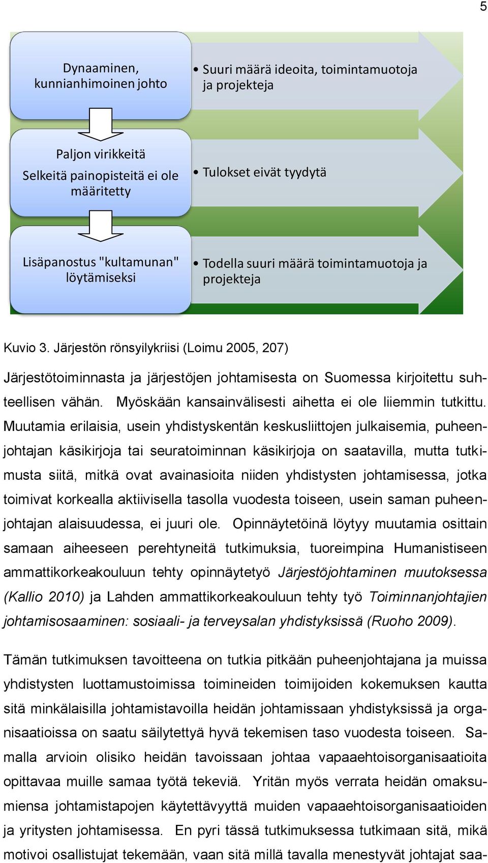 Järjestön rönsyilykriisi (Loimu 2005, 207) Järjestötoiminnasta ja järjestöjen johtamisesta on Suomessa kirjoitettu suhteellisen vähän. Myöskään kansainvälisesti aihetta ei ole liiemmin tutkittu.