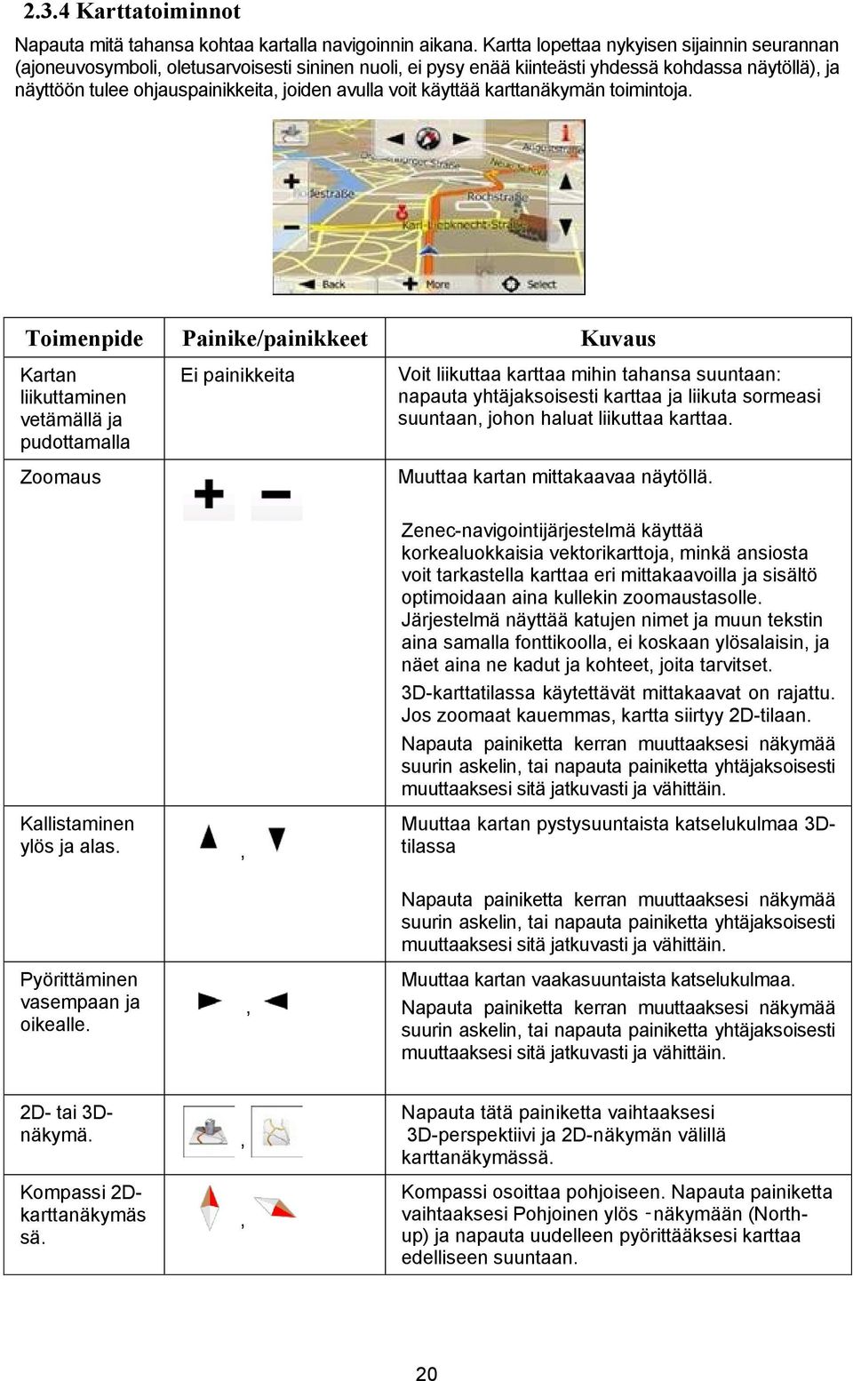 voit käyttää karttanäkymän toimintoja.