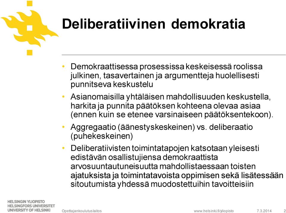 Aggregaatio (äänestyskeskeinen) vs.