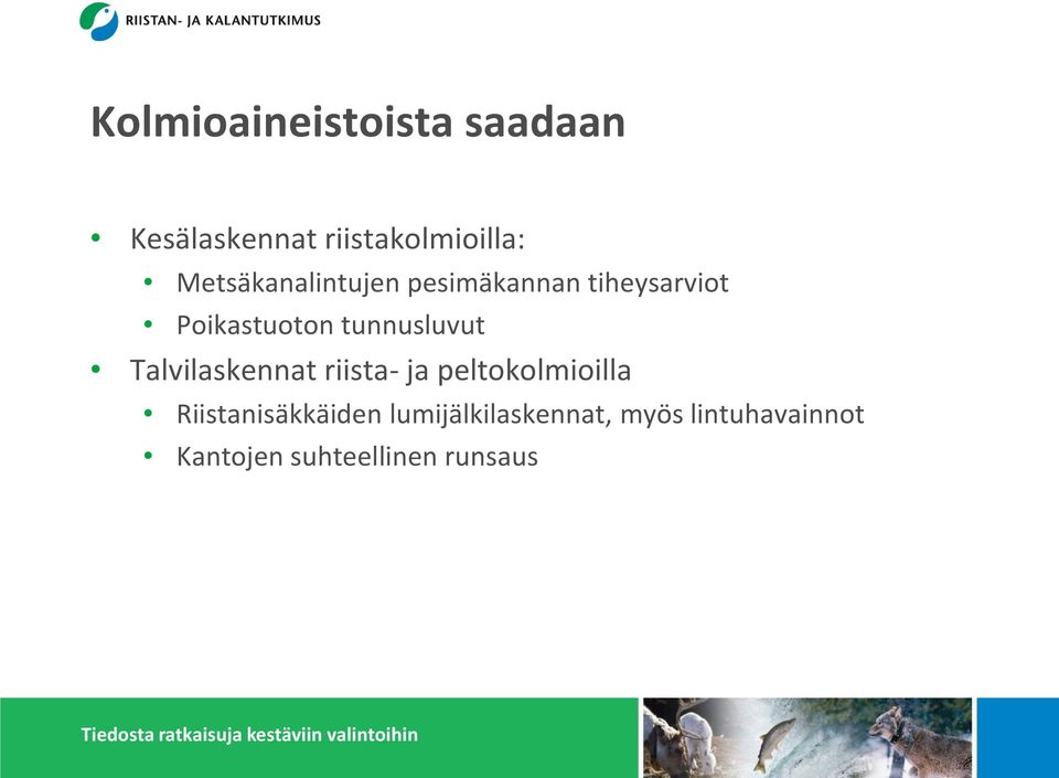 tunnusluvut Talvilaskennat riista- ja peltokolmioilla