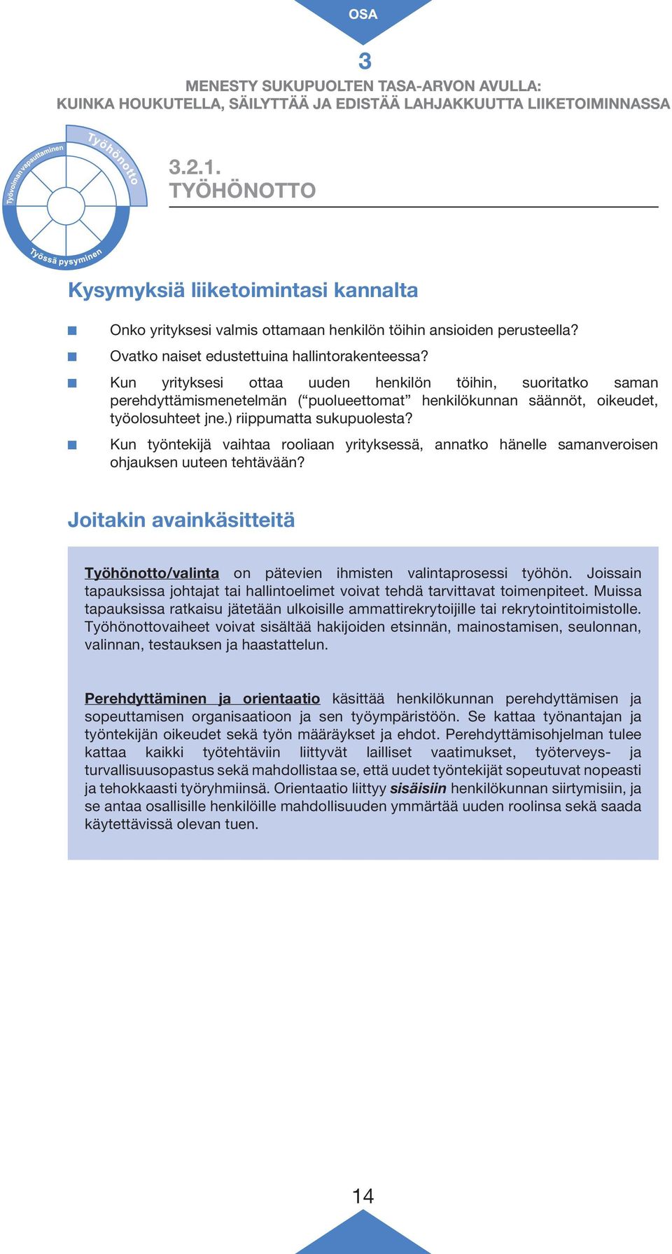 Kun työntekijä vaihtaa rooliaan yrityksessä, annatko hänelle samanveroisen ohjauksen uuteen tehtävään? Joitakin avainkäsitteitä Työhönotto/valinta on pätevien ihmisten valintaprosessi työhön.