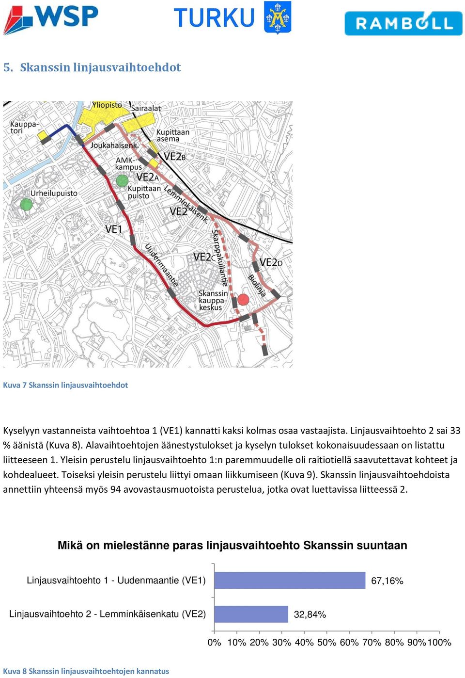 Yleisin perustelu linjausvaihtoehto 1:n paremmuudelle oli raitiotiellä saavutettavat kohteet ja kohdealueet. Toiseksi yleisin perustelu liittyi omaan liikkumiseen (Kuva 9).