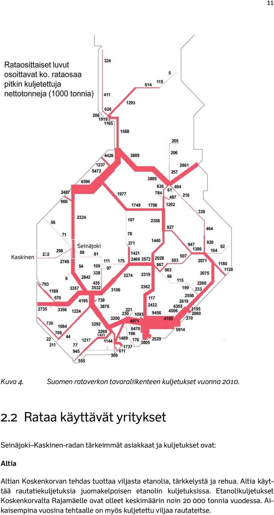 2 Rataa käyttävät yritykset Seinäjoki Kaskinen-radan tärkeimmät asiakkaat ja kuljetukset ovat: Altia Altian Koskenkorvan tehdas