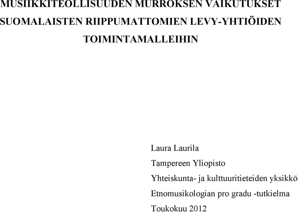 Laurila Tampereen Yliopisto Yhteiskunta- ja