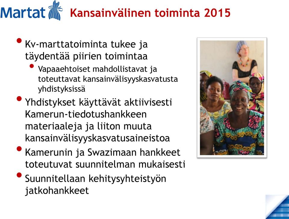 aktiivisesti Kamerun-tiedotushankkeen materiaaleja ja liiton muuta kansainvälisyyskasvatusaineistoa