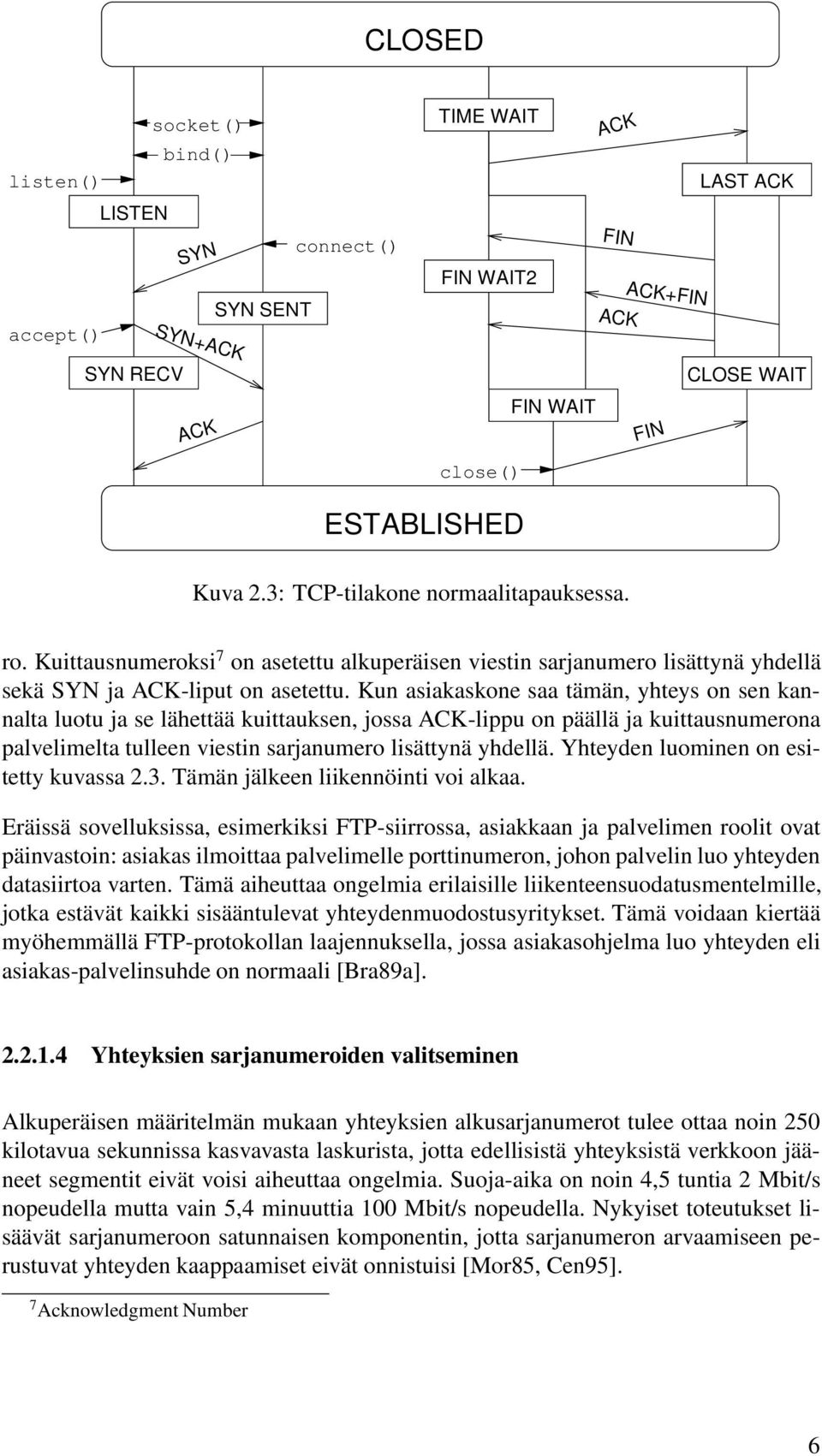 Kun asiakaskone saa tämän, yhteys on sen kannalta luotu ja se lähettää kuittauksen, jossa ACK-lippu on päällä ja kuittausnumerona palvelimelta tulleen viestin sarjanumero lisättynä yhdellä.