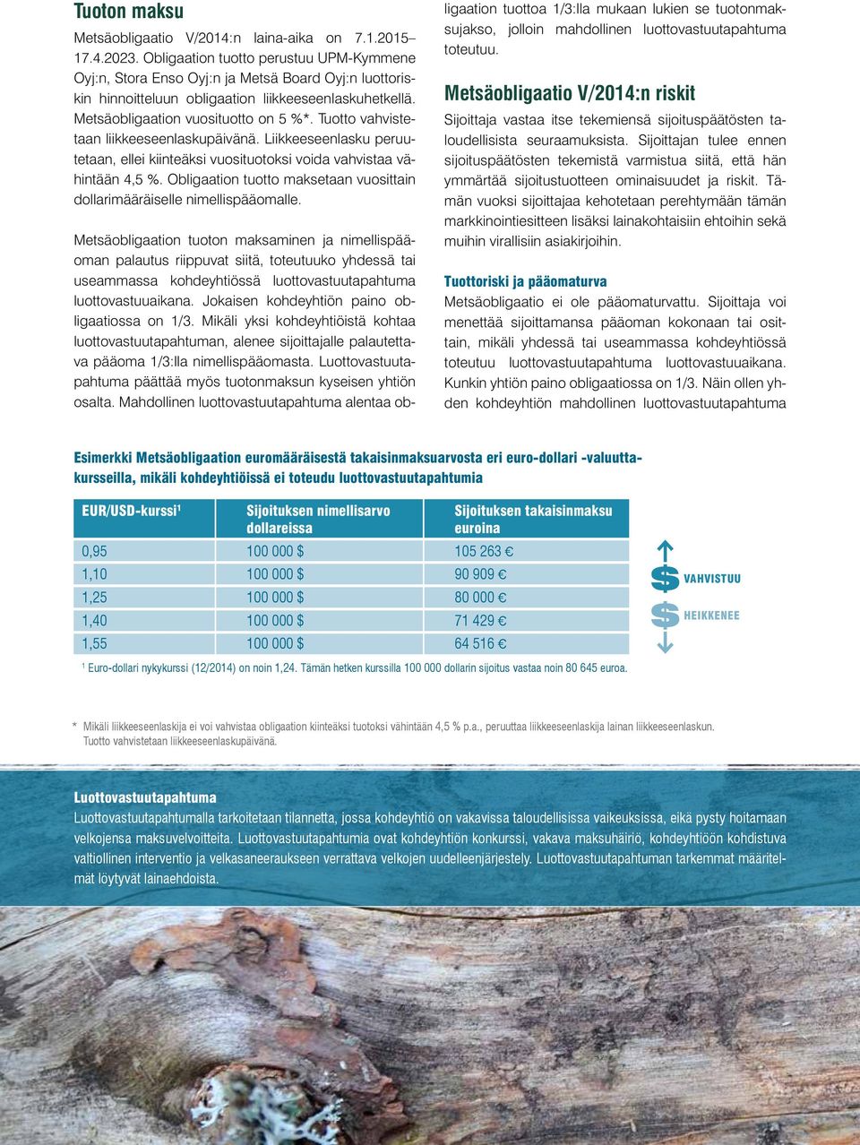 Tuotto vahvistetaan liikkeeseenlaskupäivänä. Liikkeeseenlasku peruutetaan, ellei kiinteäksi vuosituotoksi voida vahvistaa vähintään 4,5 %.