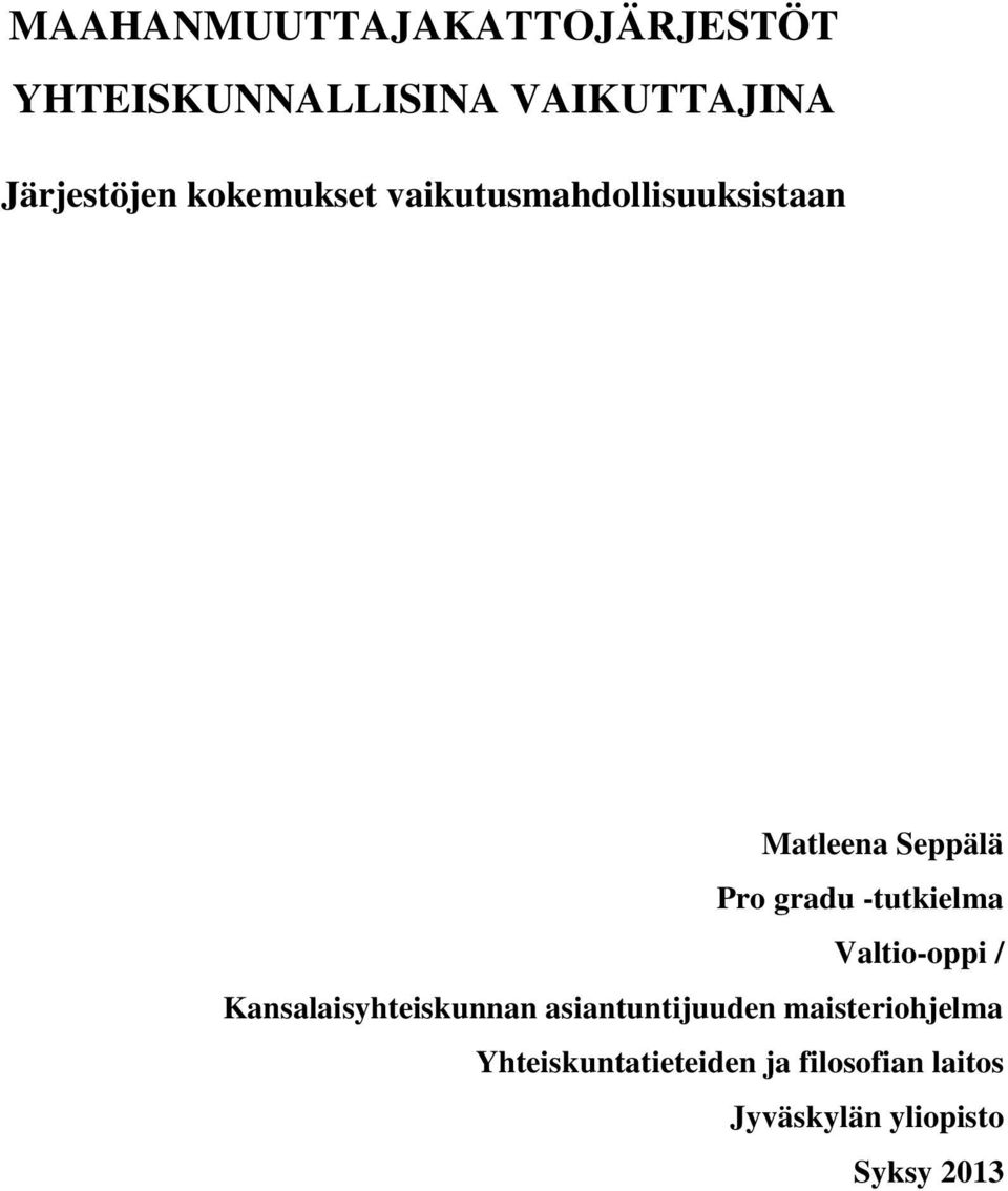 -tutkielma Valtio-oppi / Kansalaisyhteiskunnan asiantuntijuuden